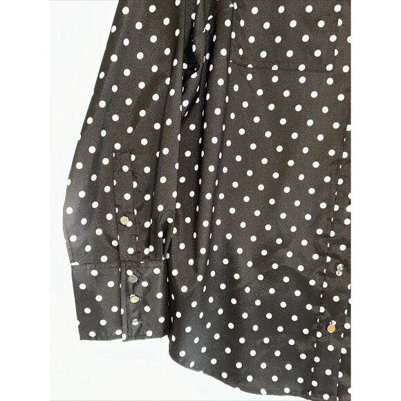 BCBG MAXAZRIA Womens XL Polka Dot Satin Button-Up Blouse Whimsigoth Preppy - Picture 5 of 14